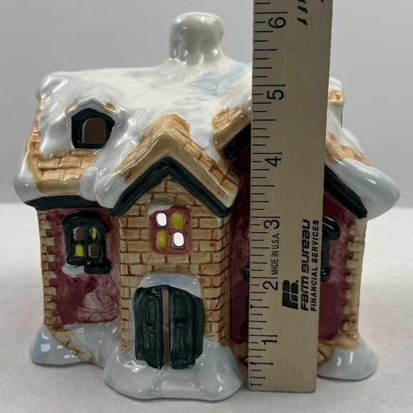 World Bazaars Ceramic Holiday House Votive Candle Holder Christmas Village w/Box - Picture 10 of 15